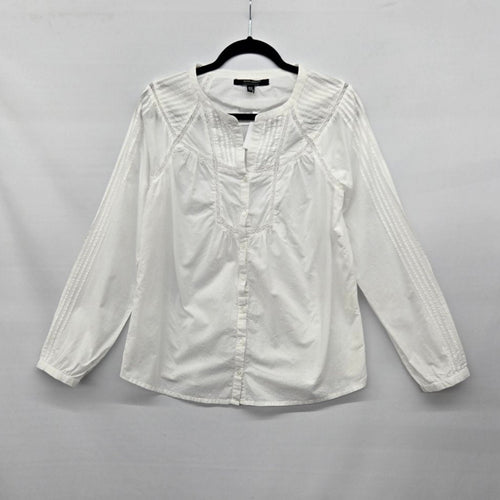 Coupé Collection White Long Sleeve Button-Front Blouse Size M