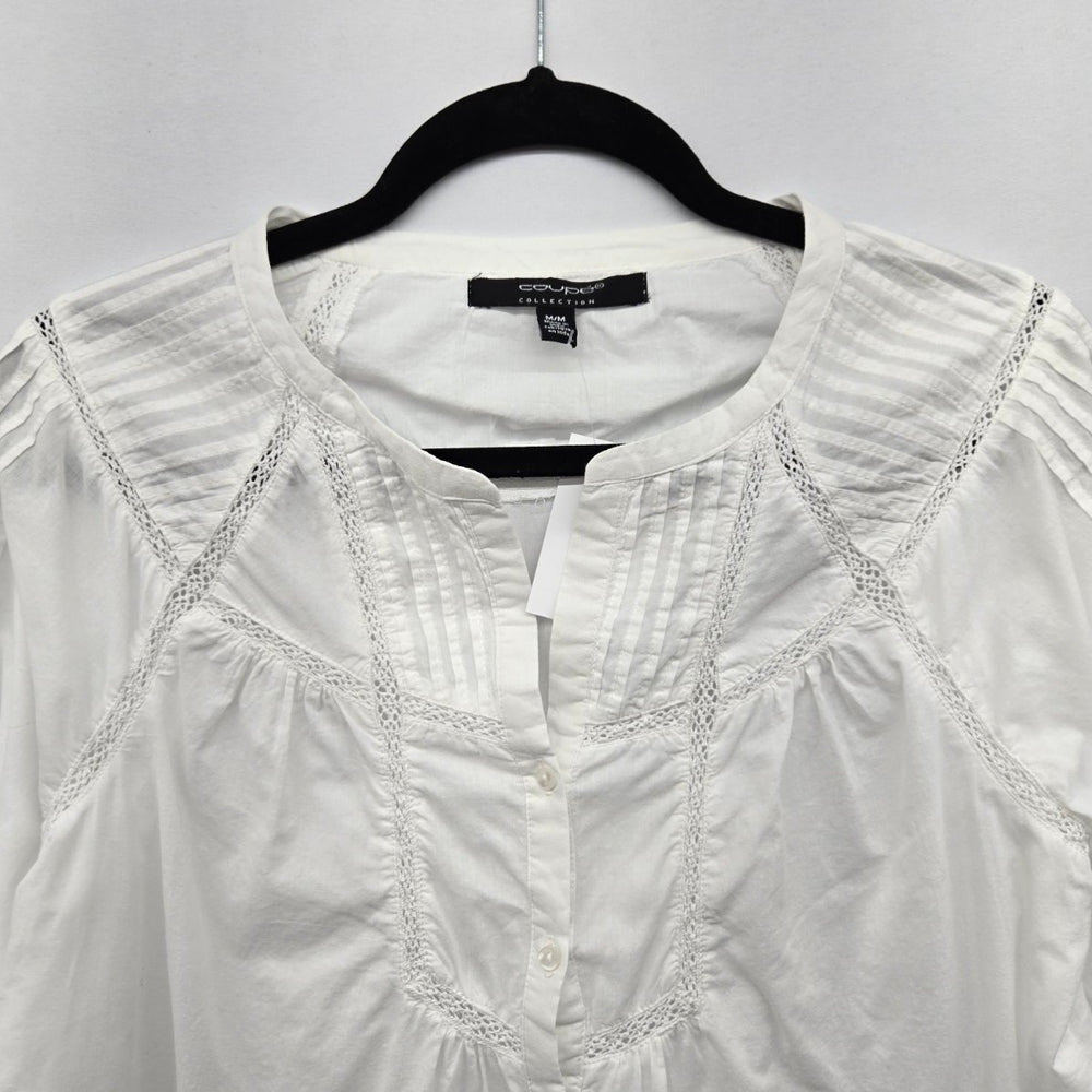 Coupé Collection White Long Sleeve Button-Front Blouse Size M