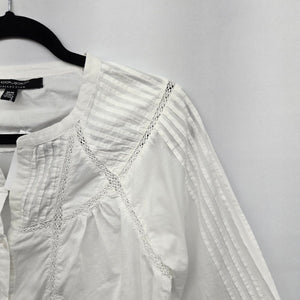 Coupé Collection White Long Sleeve Button-Front Blouse Size M