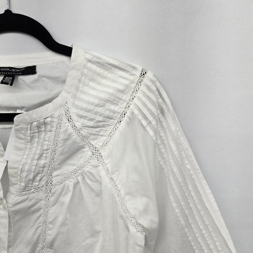 Coupé Collection White Long Sleeve Button-Front Blouse Size M