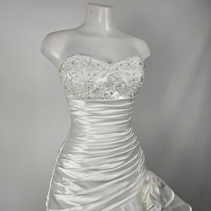 Mia Solano Ivory Strapless High Low Corset Back Ruffle Wedding Dress - Size XS/S