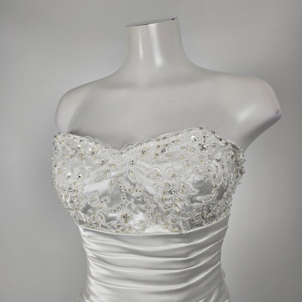 Mia Solano Ivory Strapless High Low Corset Back Ruffle Wedding Dress - Size XS/S