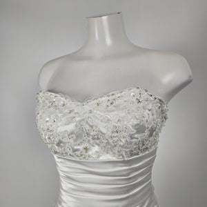 Mia Solano Ivory Strapless High Low Corset Back Ruffle Wedding Dress - Size XS/S