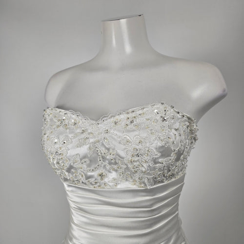 Mia Solano Ivory Strapless High Low Corset Back Ruffle Wedding Dress - Size XS/S