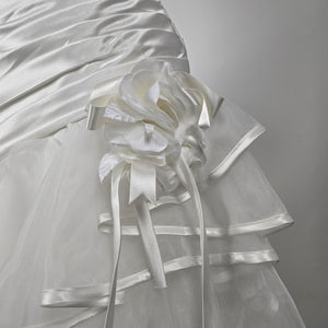 Mia Solano Ivory Strapless High Low Corset Back Ruffle Wedding Dress - Size XS/S
