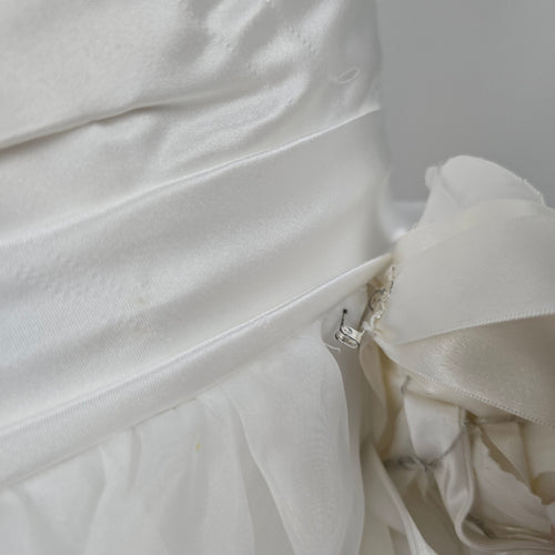 Mia Solano Ivory Strapless High Low Corset Back Ruffle Wedding Dress - Size XS/S