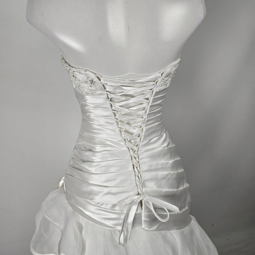 Mia Solano Ivory Strapless High Low Corset Back Ruffle Wedding Dress - Size XS/S