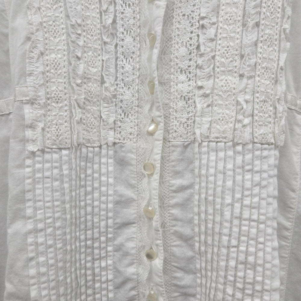 Gloria Vanderbilt White Long Sleeve Lace Button-Front Blouse - Size S