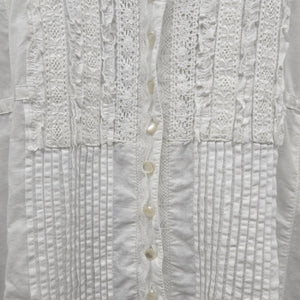 Gloria Vanderbilt White Long Sleeve Lace Button-Front Blouse - Size S