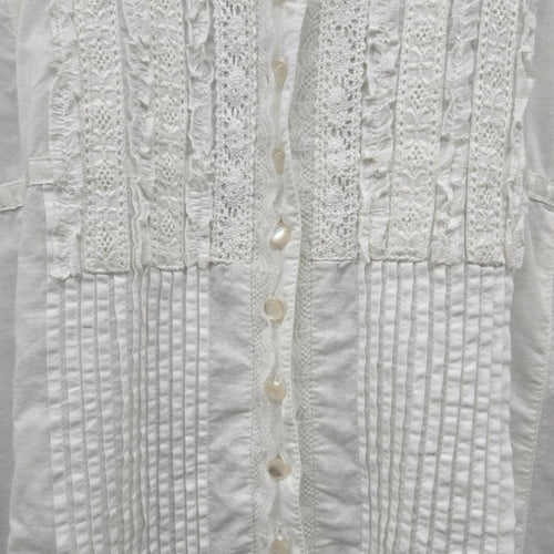 Gloria Vanderbilt White Long Sleeve Lace Button-Front Blouse - Size S