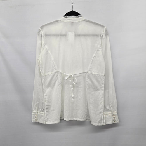 Gloria Vanderbilt White Long Sleeve Lace Button-Front Blouse - Size S
