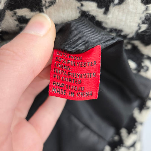 Therapy by Lane Crawford Black Cream Houndstooth Wool Blend Jacket Size M