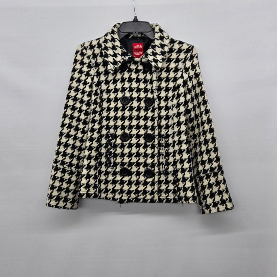 Therapy by Lane Crawford Black Cream Houndstooth Wool Blend Jacket Size M