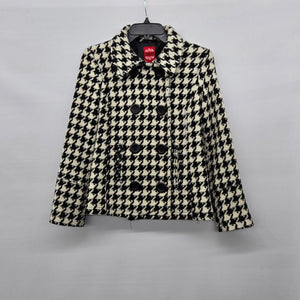 Therapy by Lane Crawford Black Cream Houndstooth Wool Blend Jacket Size M