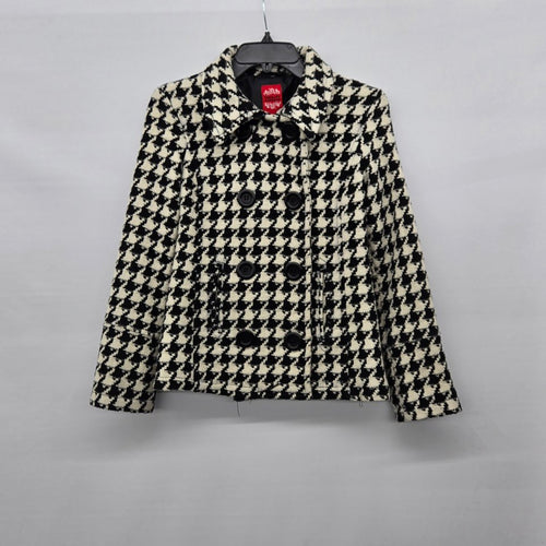 Therapy by Lane Crawford Black Cream Houndstooth Wool Blend Jacket Size M