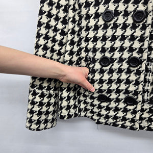 Therapy by Lane Crawford Black Cream Houndstooth Wool Blend Jacket Size M