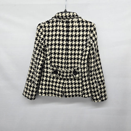 Therapy by Lane Crawford Black Cream Houndstooth Wool Blend Jacket Size M
