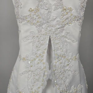 Vintage Aspeed White Beaded Lace Spaghetti Strap Formal Wedding Gown Dress -Size M/L