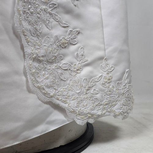 Vintage Aspeed White Beaded Lace Spaghetti Strap Formal Wedding Gown Dress -Size M/L