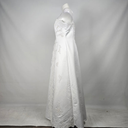 Vintage Aspeed White Beaded Lace Spaghetti Strap Formal Wedding Gown Dress -Size M/L