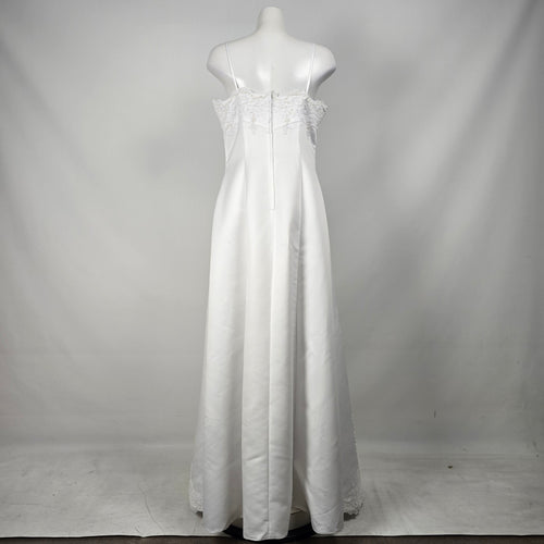 Vintage Aspeed White Beaded Lace Spaghetti Strap Formal Wedding Gown Dress -Size M/L