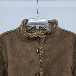 L.L.Bean Women’s Faux Shearling Suede-Look Coat Brown Size L