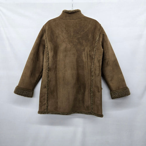 L.L.Bean Women’s Faux Shearling Suede-Look Coat Brown Size L