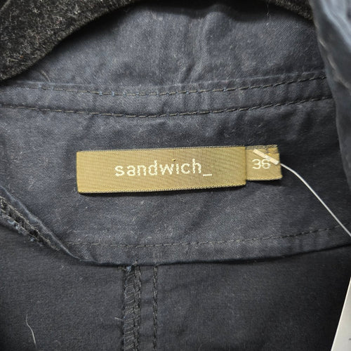 Sandwich Cotton Utility Jacket Black Zip Front Military Style - Size 6