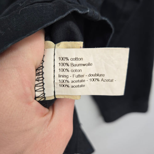 Sandwich Cotton Utility Jacket Black Zip Front Military Style - Size 6