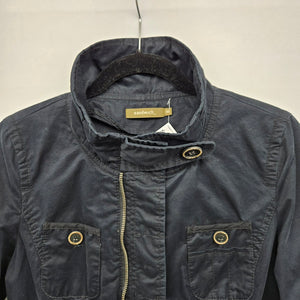 Sandwich Cotton Utility Jacket Black Zip Front Military Style - Size 6