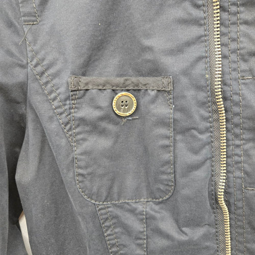 Sandwich Cotton Utility Jacket Black Zip Front Military Style - Size 6