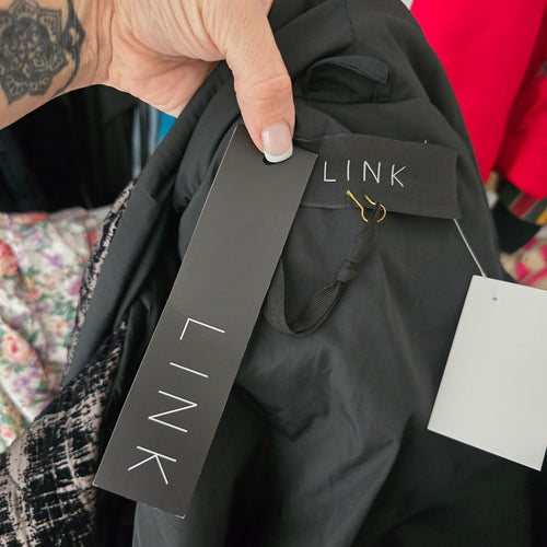 LINK Avant-Garde "Koto" Oversized Quilted Coat Jacket – Abstract Charcoal Print Size L/XL
