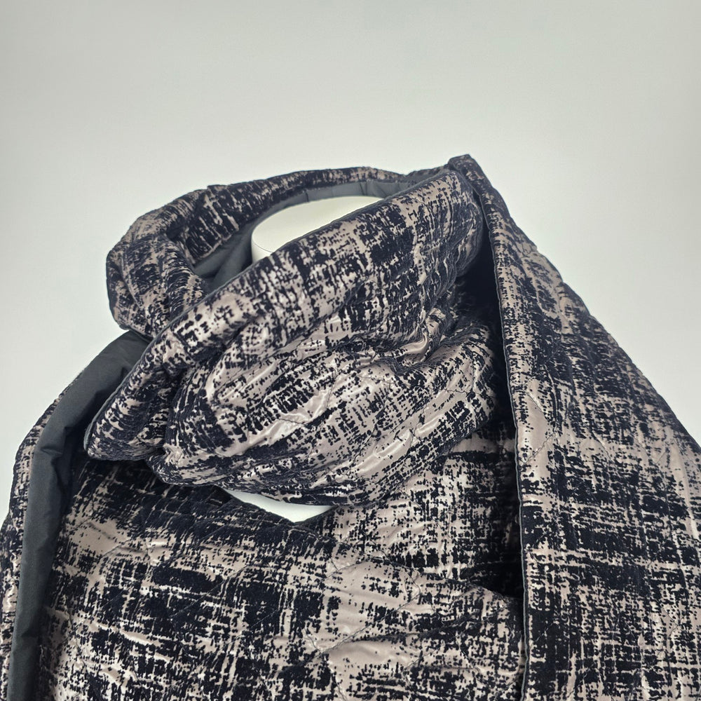 LINK Avant-Garde "Koto" Oversized Quilted Coat Jacket – Abstract Charcoal Print Size L/XL