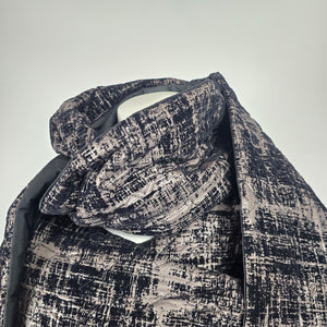 LINK Avant-Garde "Koto" Oversized Quilted Coat Jacket – Abstract Charcoal Print Size L/XL