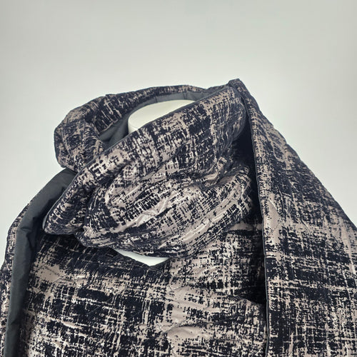LINK Avant-Garde "Koto" Oversized Quilted Coat Jacket – Abstract Charcoal Print Size L/XL