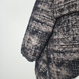 LINK Avant-Garde "Koto" Oversized Quilted Coat Jacket – Abstract Charcoal Print Size L/XL
