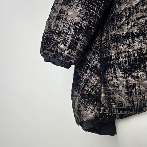 LINK Avant-Garde "Koto" Oversized Quilted Coat Jacket – Abstract Charcoal Print Size L/XL