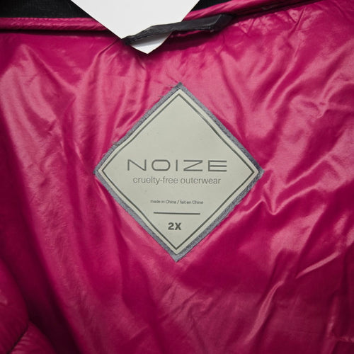 NOIZE Women’s Black Quilted Puffer Coat Cruelty-Free Hooded Jacket - Size 2X