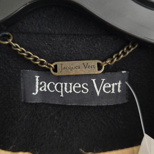 Jacques Vert Black Virgin Wool Cashmere Long Coat - Size 10