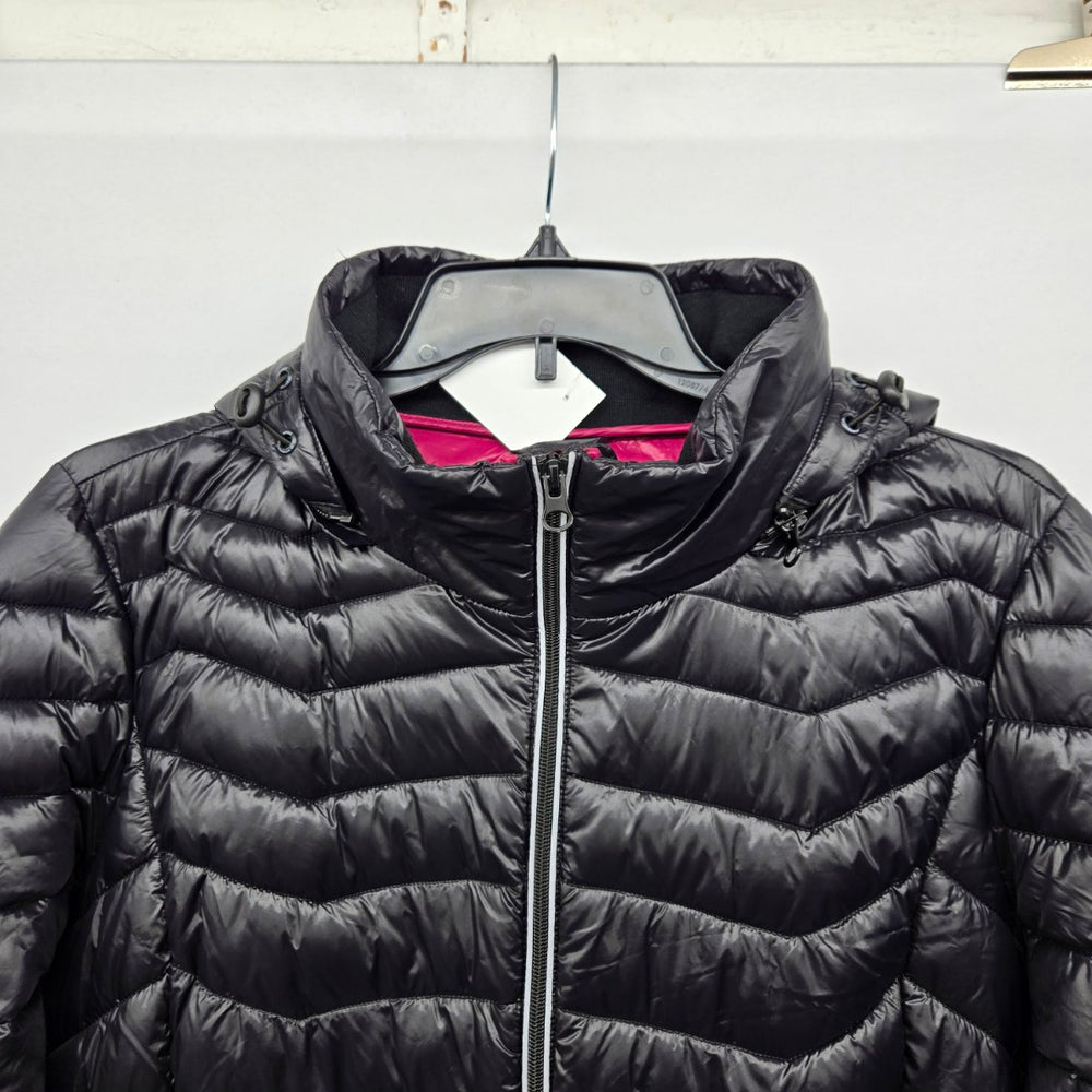 NOIZE Women’s Black Quilted Puffer Coat Cruelty-Free Hooded Jacket - Size 2X