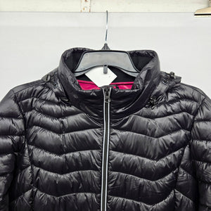 NOIZE Women’s Black Quilted Puffer Coat Cruelty-Free Hooded Jacket - Size 2X