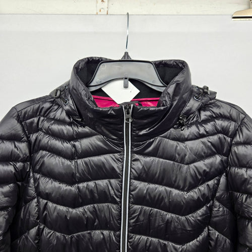 NOIZE Women’s Black Quilted Puffer Coat Cruelty-Free Hooded Jacket - Size 2X