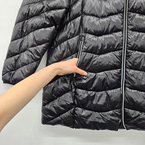 NOIZE Women’s Black Quilted Puffer Coat Cruelty-Free Hooded Jacket - Size 2X