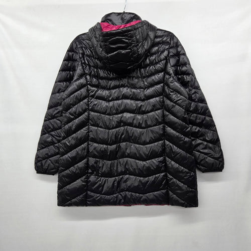 NOIZE Women’s Black Quilted Puffer Coat Cruelty-Free Hooded Jacket - Size 2X