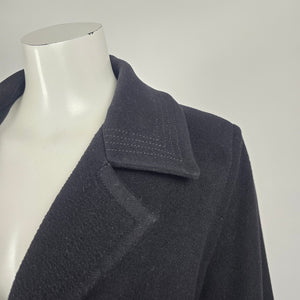Jacques Vert Black Virgin Wool Cashmere Long Coat - Size 10