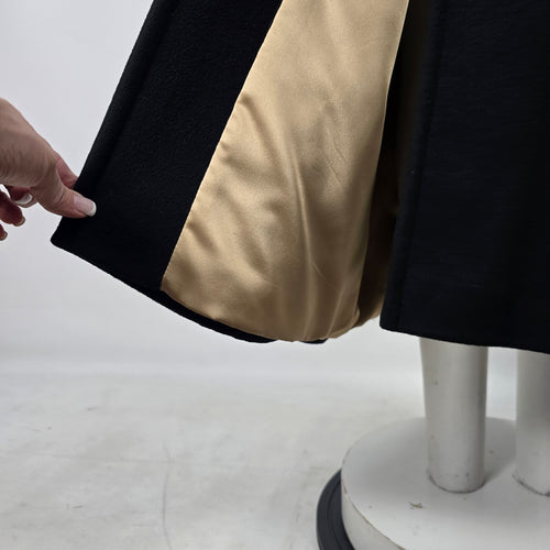 Jacques Vert Black Virgin Wool Cashmere Long Coat - Size 10