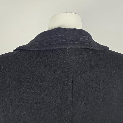 Jacques Vert Black Virgin Wool Cashmere Long Coat - Size 10
