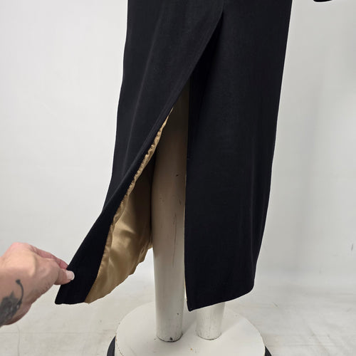 Jacques Vert Black Virgin Wool Cashmere Long Coat - Size 10