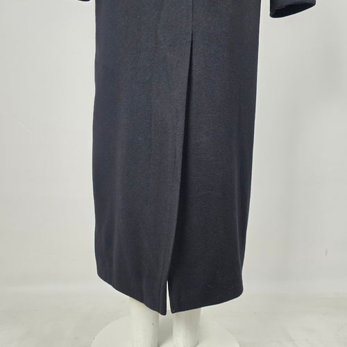 Jacques Vert Black Virgin Wool Cashmere Long Coat - Size 10