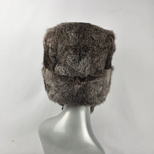 Vintage Crown Cap Gray Brown Winnipeg Canada Rabbit Fur Trapper Hat - Size M